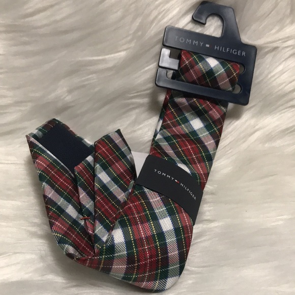 TOMMY HILFIGER Designer Boys Multicolor Plaid Tie NWT Holiday - Picture 2 of 6